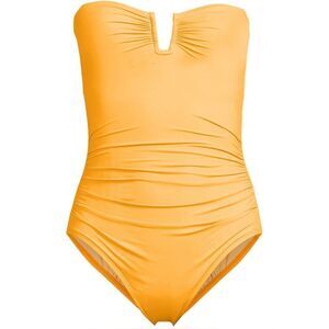 Land's End SlenderSuit U Wire Bandeau one piece bathing suit, sweet mango 12